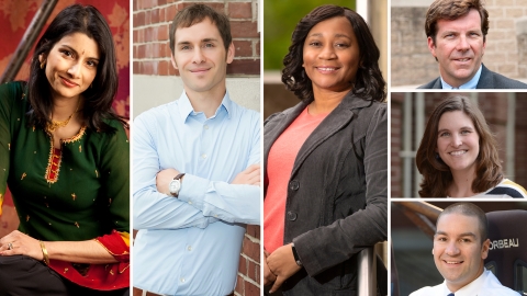 Photos of faculty who've received tenure or promotion: Anjalee Despande Hutchinson, Mike Krout, Terri Norton, Eric Martin, Ashli Baker, Craig Beal