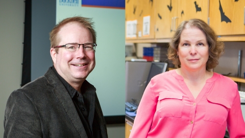 Bucknell bat biologists and professors Ken Field and DeeAnn Reeder