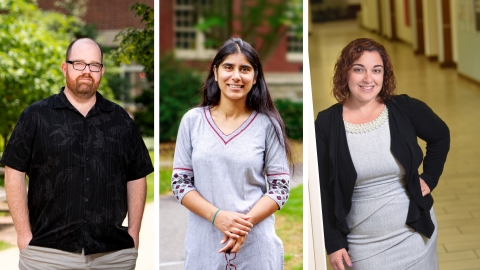 Portraits of Professors Nathan Ryan, Darakhshan Mir and Vanessa Massaro