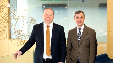 Portrait of professors Joe Wilck and Daniel Street in Holmes Hall