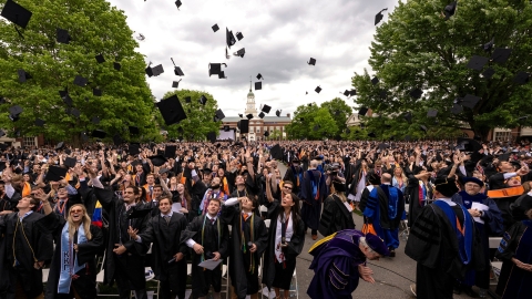 Class of 2025 graduates celebrate during Bucknell's 175th Commcencement.