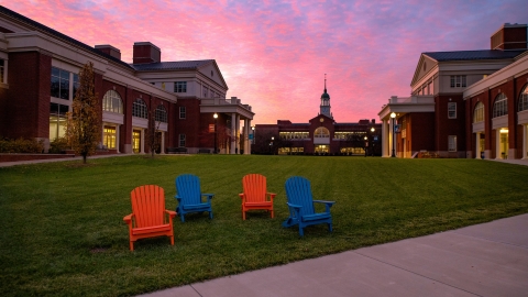 Sunset on the quad of Bucknell's campus