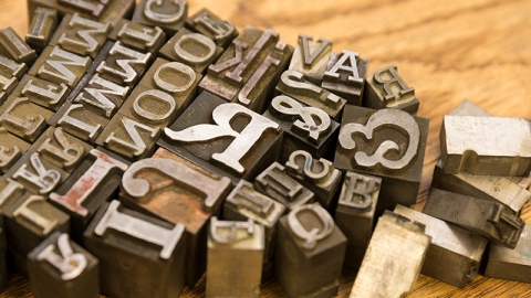 Close up of typewriter letters