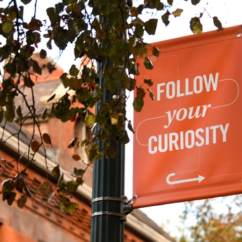 Follow Your Curiosity banner on campus