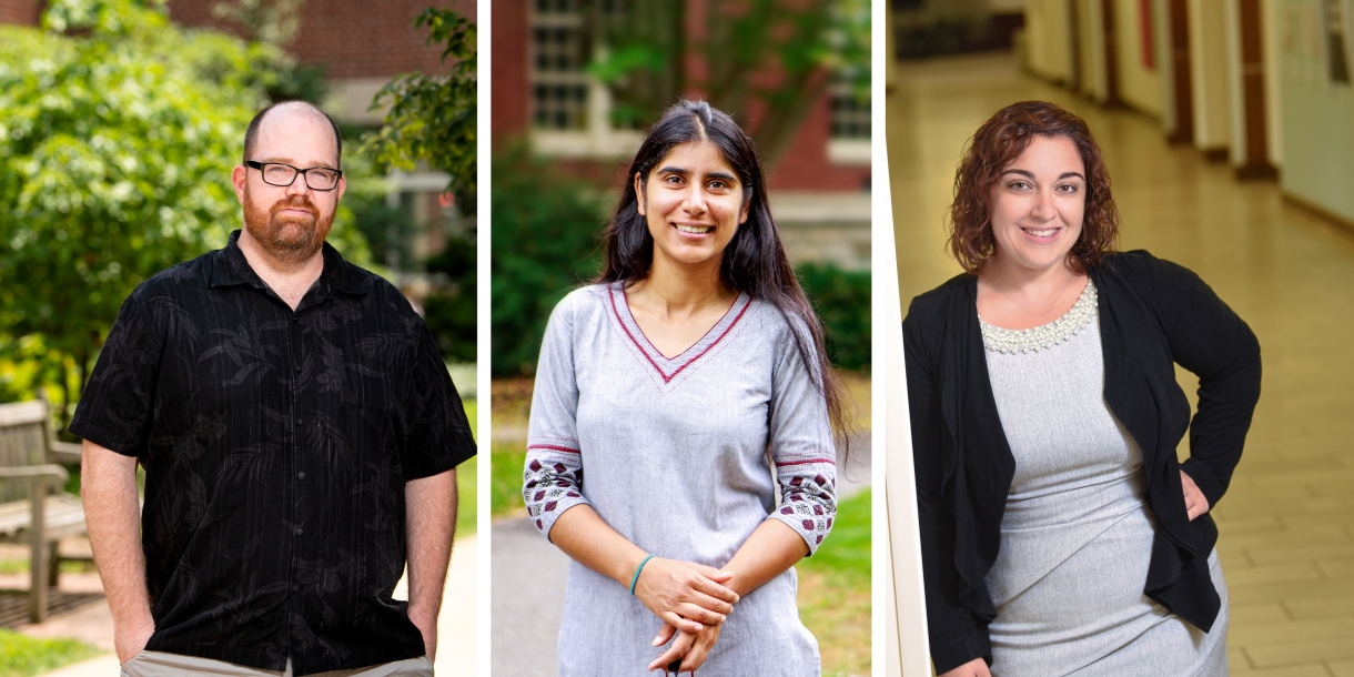 Portraits of Professors Nathan Ryan, Darakhshan Mir and Vanessa Massaro