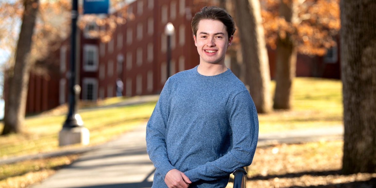 Portrait of student Matt McMullen outside in The Grove