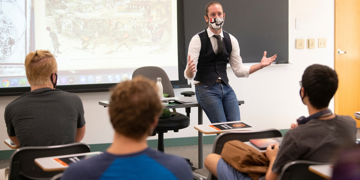 Professor John Penniman religious studies class