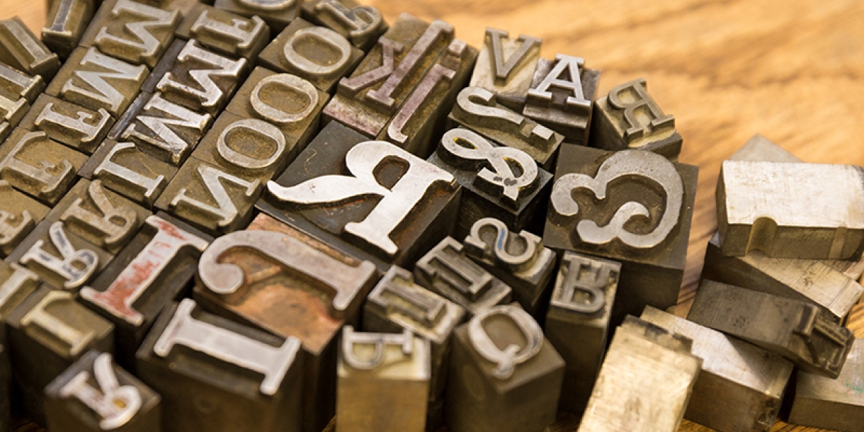 Close up of typewriter letters