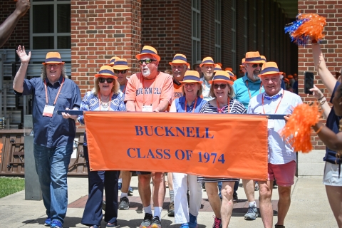 Members of the class of 1974 Reunion Team leading the 50th Procession. 