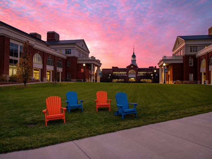 Sunset on the quad of Bucknell's campus