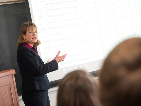 Management professor teaching