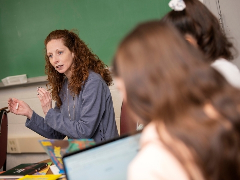 Professor teaching early education class.