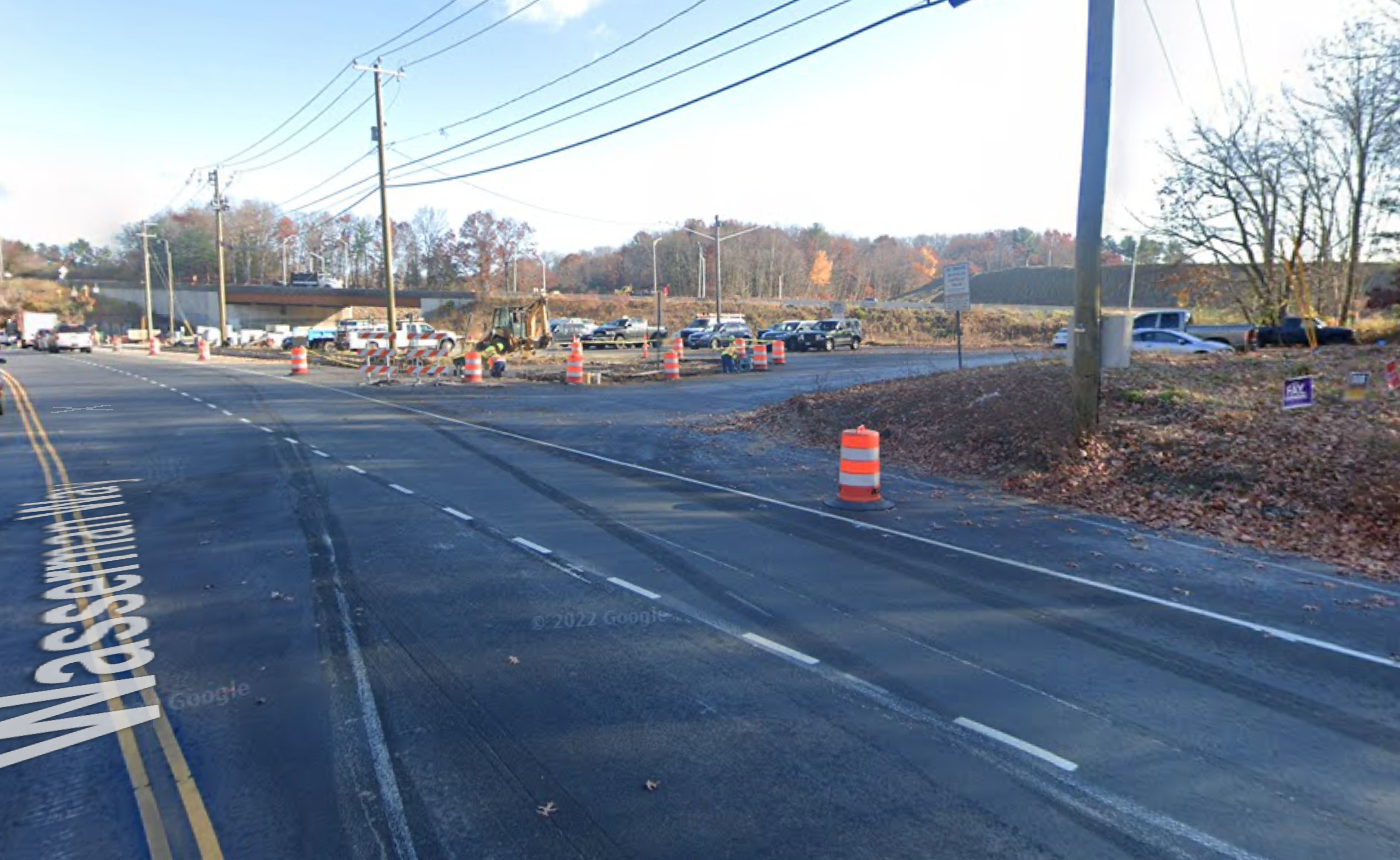 street view of the Newtown park and ride shuttle stop